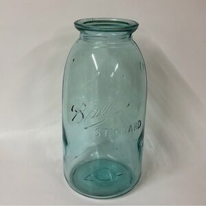 Vintage Ball Standard Blue Glass Jar Half Gallon Air Bubbles No Lid